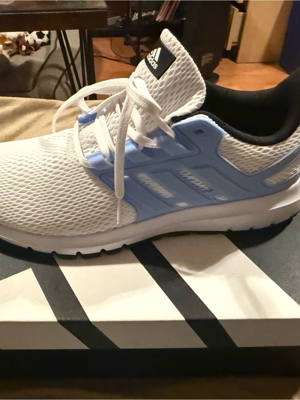 adidas White and Light Blue Ultimashow Sneaker